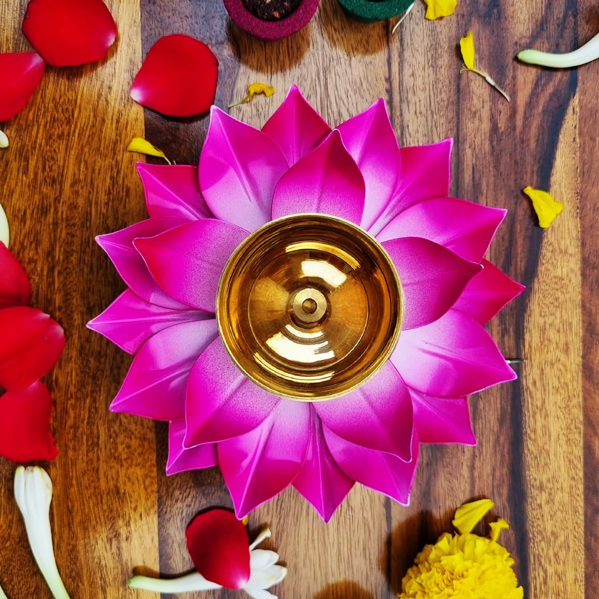 Handcrafted brass lotus diya